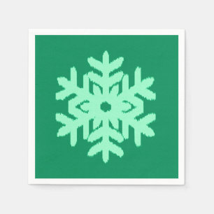 Ikat Sneeuwvlok - Dennengroen en mintgroen Servetten