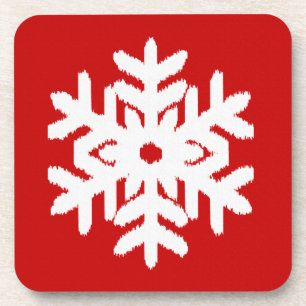 Ikat Sneeuwvlok - Donkerrood en wit Bier Onderzetter