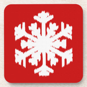 Ikat Sneeuwvlok - Donkerrood en wit Drankjes Onderzetter