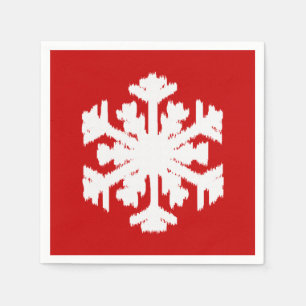 Ikat Sneeuwvlok - Donkerrood en wit Servet