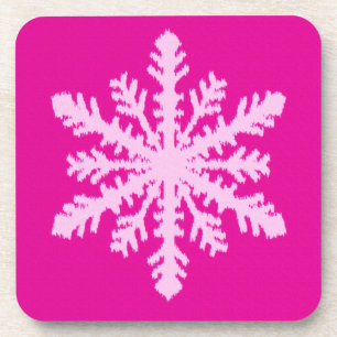 Ikat Sneeuwvlok - Fuchsia en ijsroze Drankjes Onderzetter
