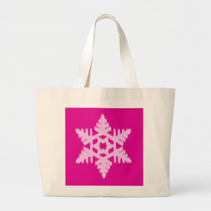 Ikat Sneeuwvlok - Fuchsia en ijsroze Grote Tote Bag