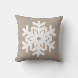 Ikat Sneeuwvlok - Taupe tan en wit Kussen