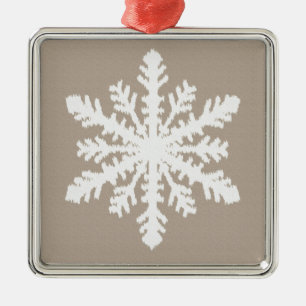 Ikat Sneeuwvlok - Taupe tan en wit Metalen Ornament