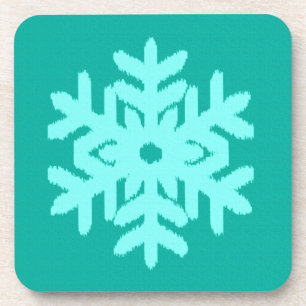 Ikat Sneeuwvlok - Turquoise en aqua Bier Onderzetter