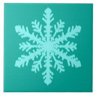 Ikat Sneeuwvlok - Turquoise en aqua Tegeltje