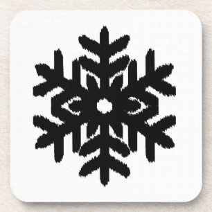 Ikat Sneeuwvlok - Wit en zwart Onderzetter