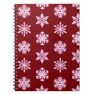 Ikat Sneeuwvlokken - Bourgondische Wijn en Roze Notitieboek