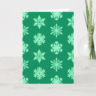Ikat-sneeuwvlokken - dennen- en mintgroen feestdagen kaart