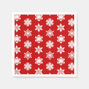 Ikat-sneeuwvlokken - Donkerrood en wit Servetten