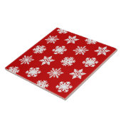 Ikat-sneeuwvlokken - Donkerrood en wit Tegeltje (Zijkant)