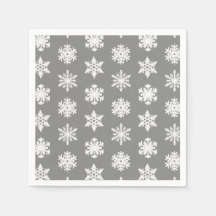Ikat-sneeuwvlokken - Houtskoolgrijs en Wit Servet