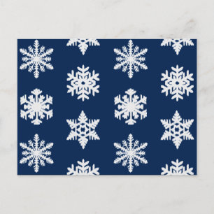Ikat Sneeuwvlokken - Wit en Donker Marineblauw Briefkaart