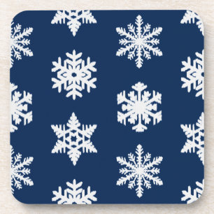 Ikat Sneeuwvlokken - Wit en Donker Marineblauw Drankjes Onderzetter