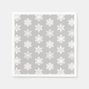 Ikat Sneeuwvlokken - Zilver grijs en wit Servetten