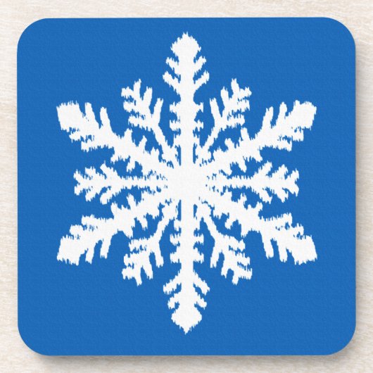 Ikat Snowflake 1 van 4 - Kobalt blauw en wit Drankjes Onderzetter (Voorkant)