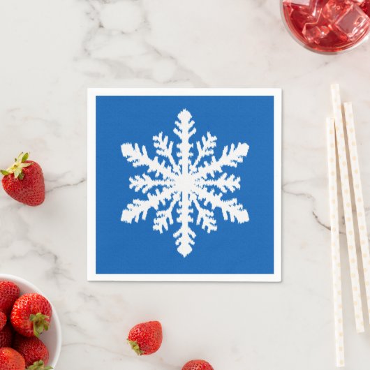 Ikat Snowflake 1 van 4 - Kobalt blauw en wit Servet (Insitu)
