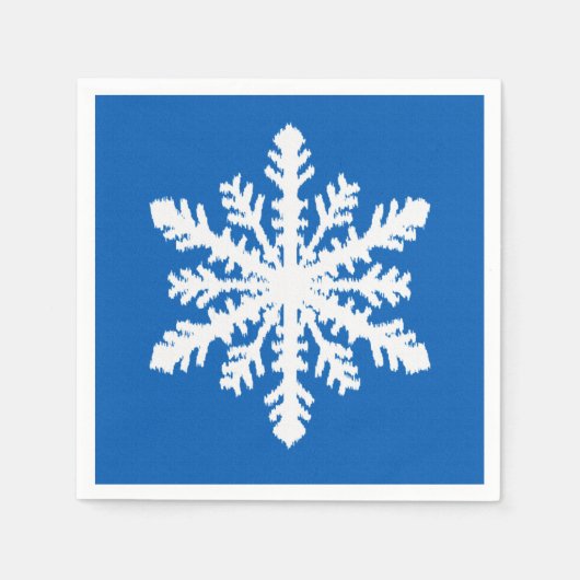 Ikat Snowflake 1 van 4 - Kobalt blauw en wit Servet (Voorkant)