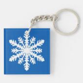 Ikat Snowflake 1 van 4 - Kobalt blauw en wit Sleutelhanger (Achterkant)