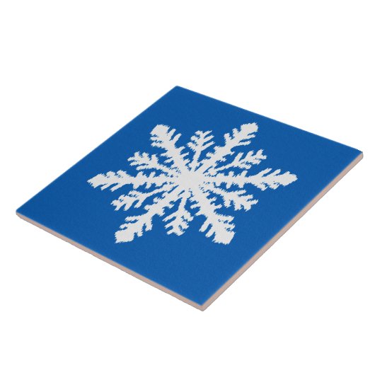 Ikat Snowflake 1 van 4 - Kobalt blauw en wit Tegeltje (Zijkant)