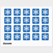 Ikat Snowflake 1 van 4 - Kobalt blauw en wit Vierkante Sticker (Vel)