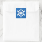 Ikat Snowflake 1 van 4 - Kobalt blauw en wit Vierkante Sticker (Tas)