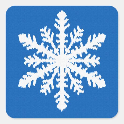 Ikat Snowflake 1 van 4 - Kobalt blauw en wit Vierkante Sticker (Voorkant)