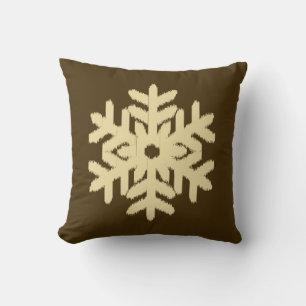 Ikat Snowflake - Beige en Chocolade Brown Kussen