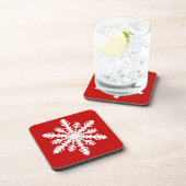 Ikat Snowflake - Donkerrood en wit Bier Onderzetter (Rechterzijde)
