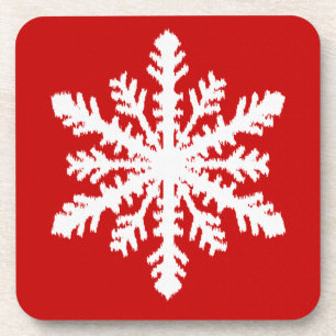 Ikat Snowflake - Donkerrood en wit Bier Onderzetter