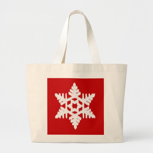 Ikat Snowflake - Donkerrood en wit Grote Tote Bag (Voorkant)