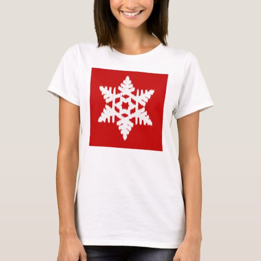 Ikat Snowflake - Donkerrood en wit T-shirt (Voorkant)