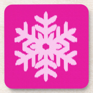 Ikat Snowflake - Fuchsia and ice roze Drankjes Onderzetter