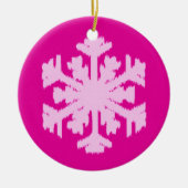 Ikat Snowflake - Fuchsia and ice roze Keramisch Ornament (Voorkant)
