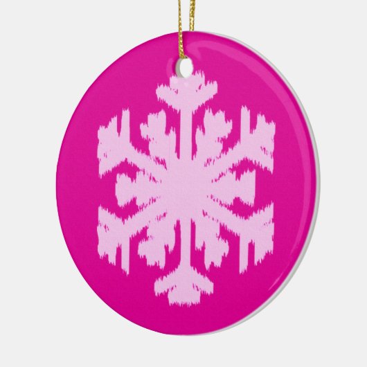 Ikat Snowflake - Fuchsia and ice roze Keramisch Ornament (Links)
