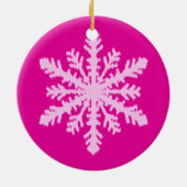 Ikat Snowflake - Fuchsia and ice roze Keramisch Ornament (Achterkant)