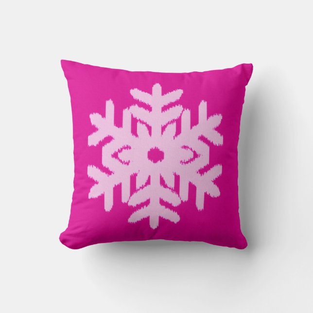 Ikat Snowflake - Fuchsia and ice roze Kussen (Voorkant)