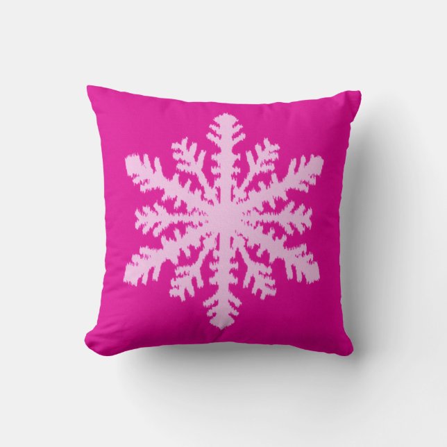 Ikat Snowflake - Fuchsia and ice roze Kussen (Voorkant)