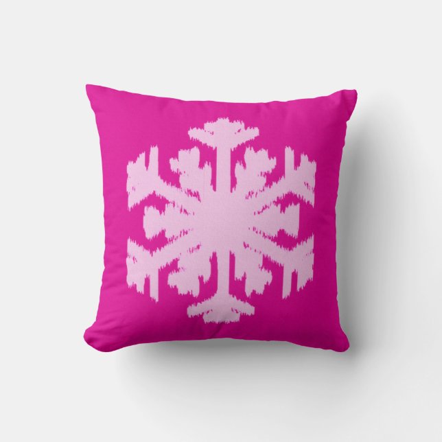 Ikat Snowflake - Fuchsia and ice roze Kussen (Voorkant)