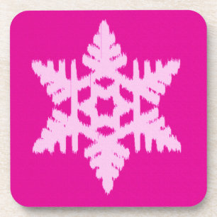 Ikat Snowflake - Fuchsia and ice roze Onderzetter