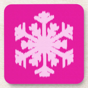 Ikat Snowflake - Fuchsia and ice roze Onderzetter