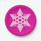 Ikat Snowflake - Fuchsia and ice roze Papieren Bordje (Voorkant)