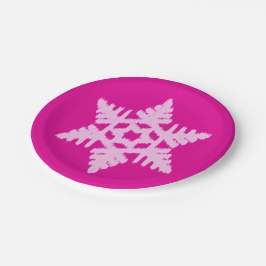 Ikat Snowflake - Fuchsia and ice roze Papieren Bordje (Gekanteld)