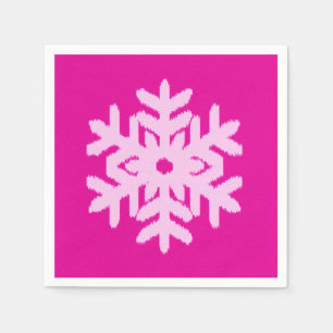 Ikat Snowflake - Fuchsia and ice roze Servet