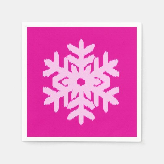 Ikat Snowflake - Fuchsia and ice roze Servet (Voorkant)