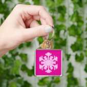 Ikat Snowflake - Fuchsia and ice roze Sleutelhanger (Hand)