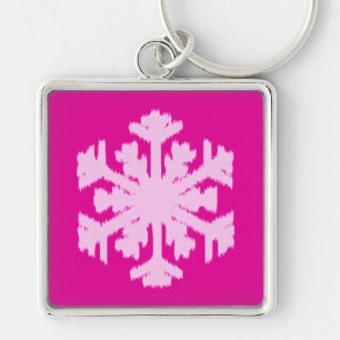 Ikat Snowflake - Fuchsia and ice roze Sleutelhanger