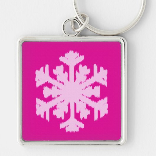 Ikat Snowflake - Fuchsia and ice roze Sleutelhanger (Voorkant)