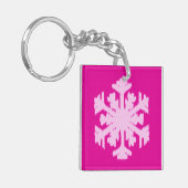 Ikat Snowflake - Fuchsia and ice roze Sleutelhanger (Voorkant Links)