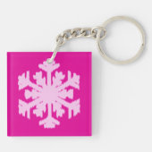 Ikat Snowflake - Fuchsia and ice roze Sleutelhanger (Achterkant)